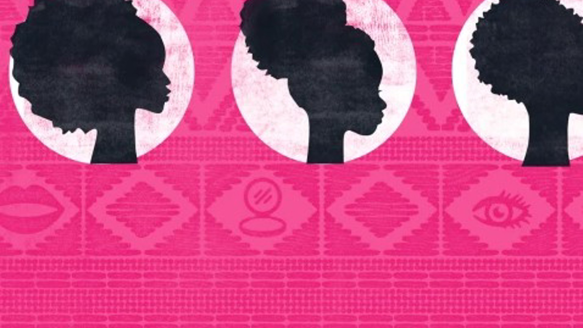 three African American school girls heads