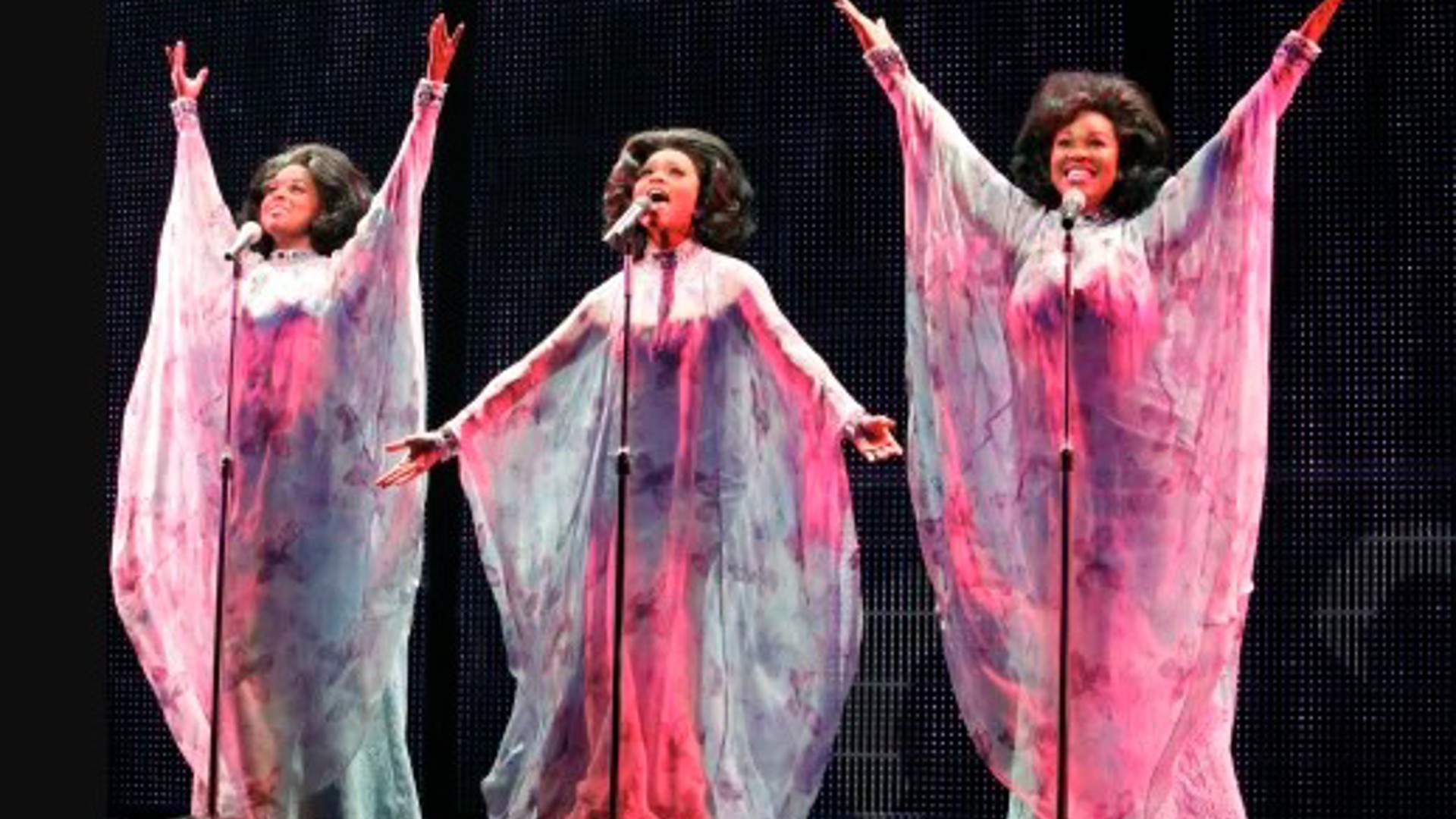 Moya Angela and Syesha Mercado and Adrienne Warren on stage in Dreamgirls