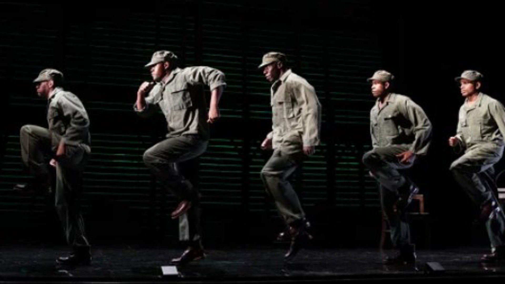 A Soldiers Play cast performing at the Ahmanson Theatre