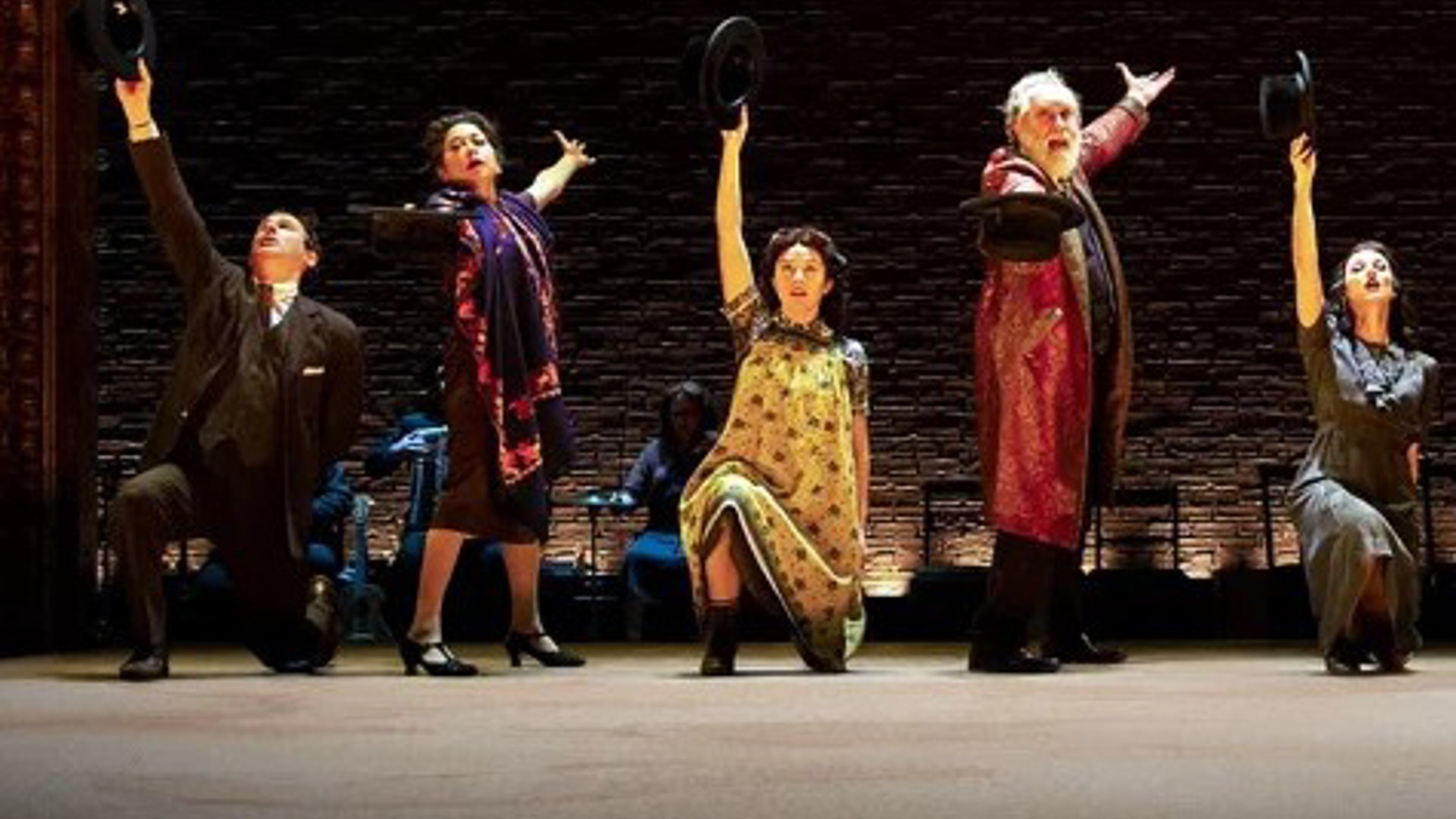 Indecent cast performing onstage at the Ahmanson Theatre