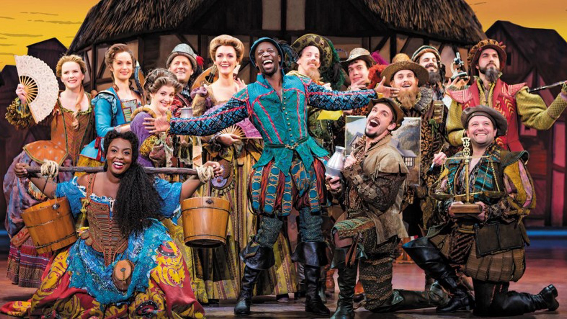 The cast performing the Something Rotten finale at the Ahmanson LA