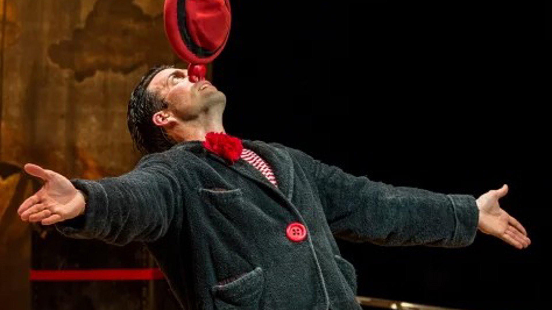 Lorenzo Pisoni in a theatrical performance on stage at the Mark Taper Forum