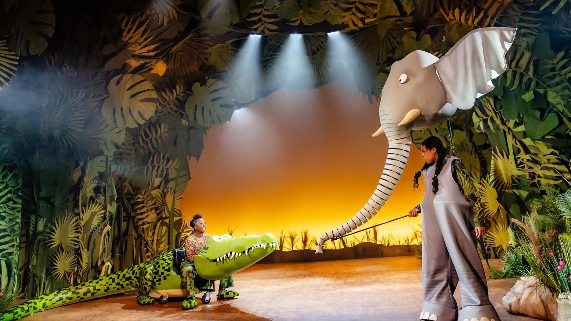 An elephant and The Enormous Crocodile.