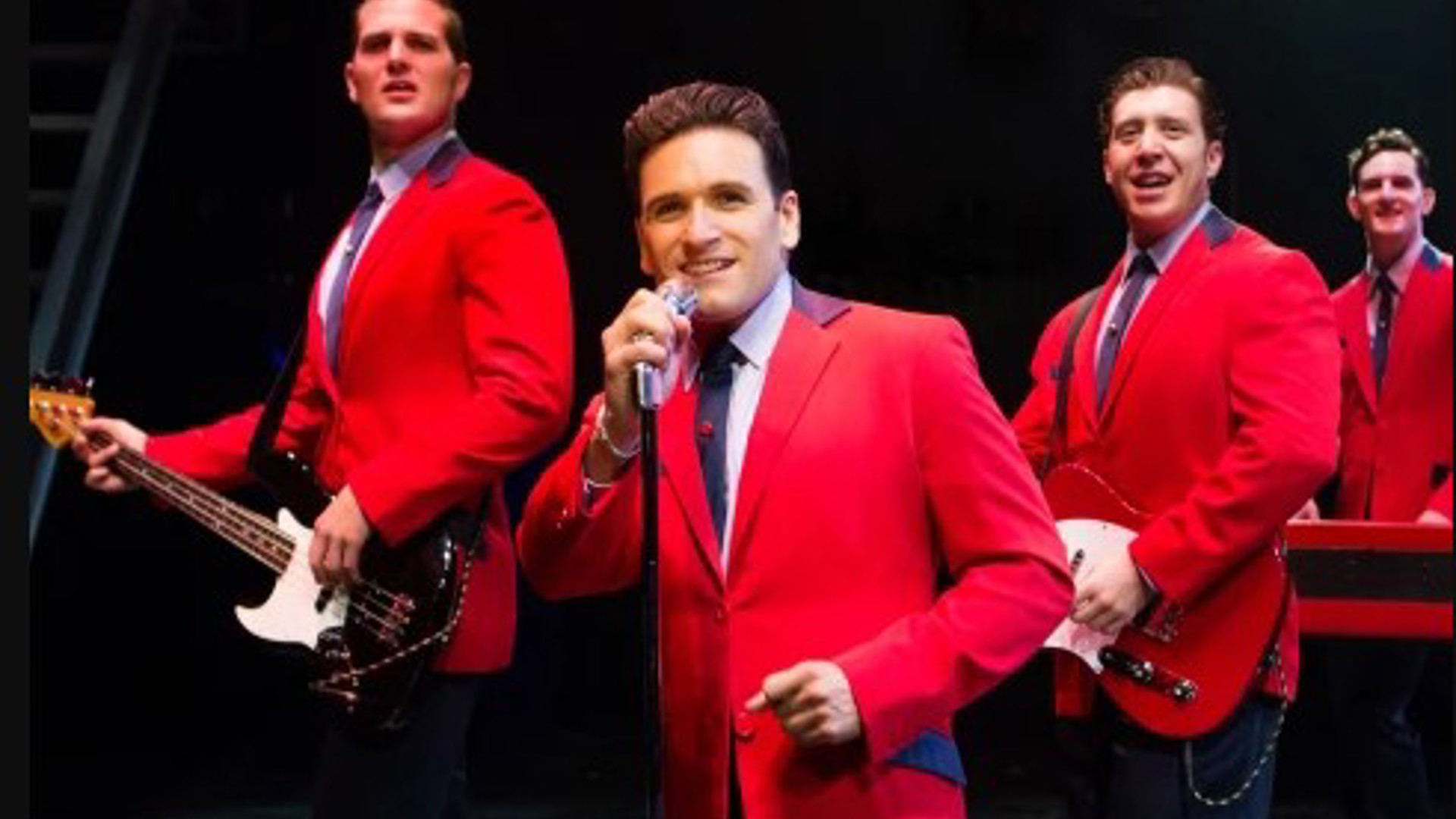 The cast of Jersey Boys singing at Center Theatre Group Los Angeles