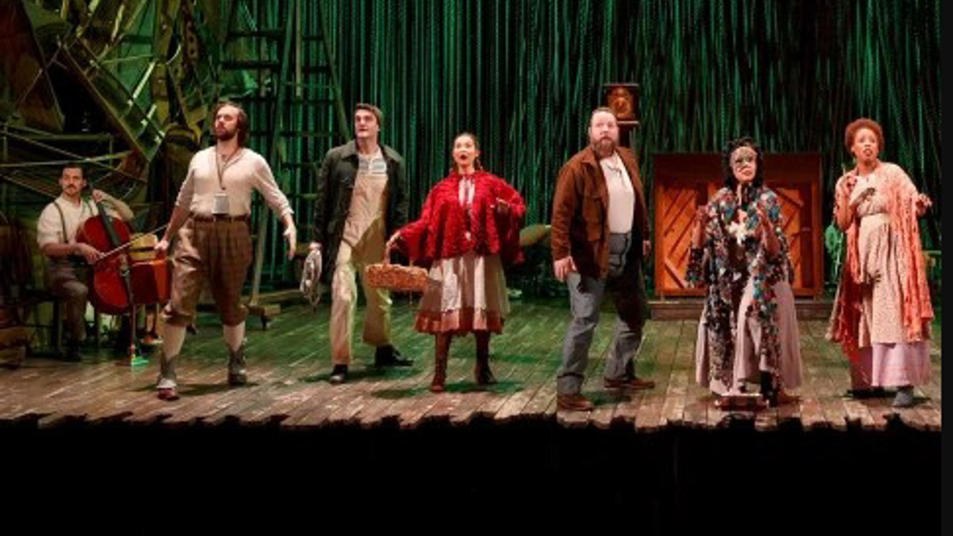 Into the Woods cast performing on stage at the Ahmanson Theatre Los Angeles