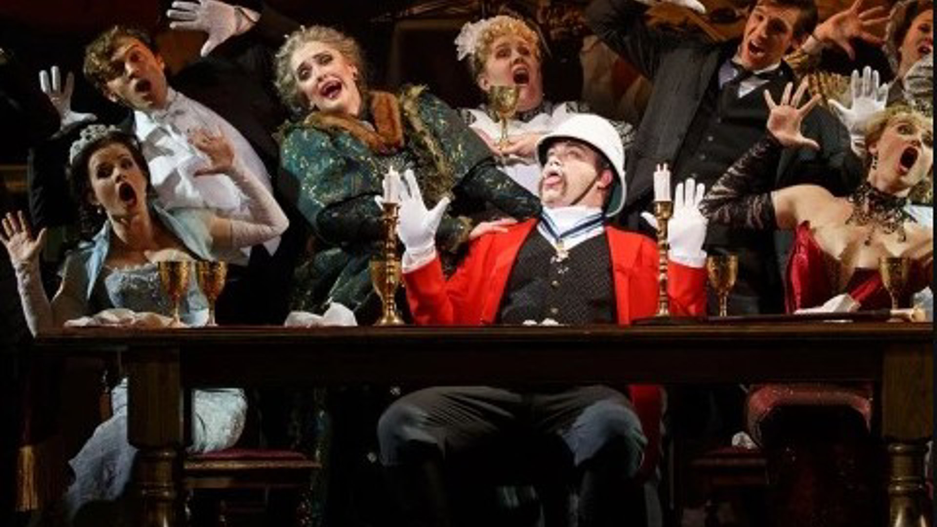 A Gentlemans Guide To Love And Murder cast performing on stage photo